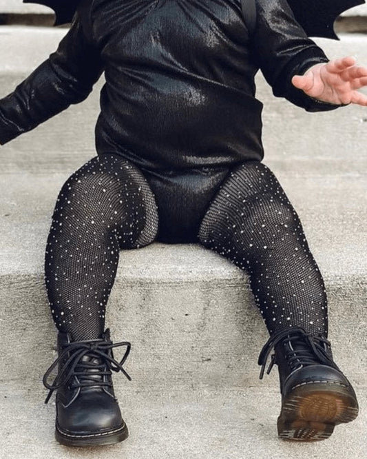Black Rhinestone Fishnet Tights